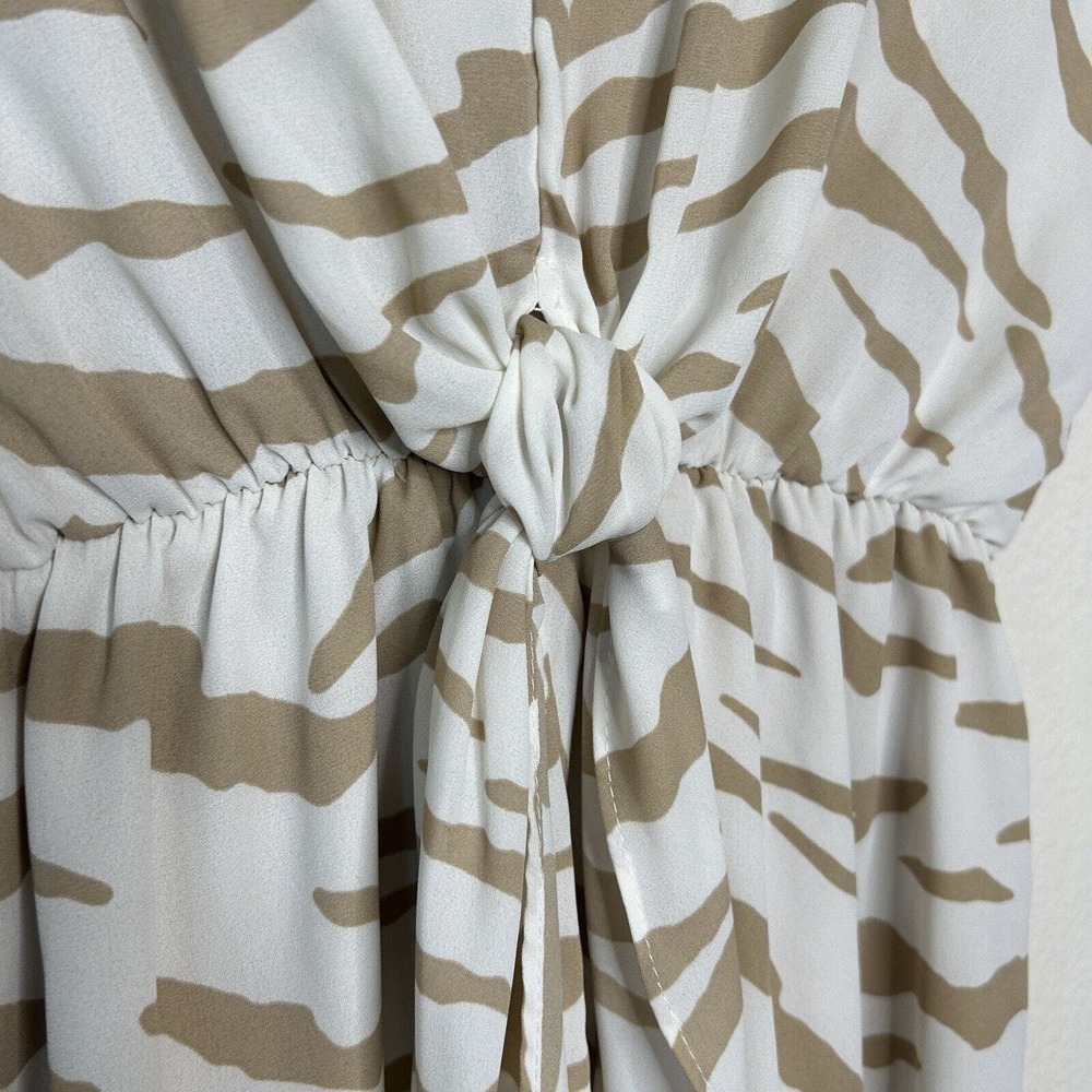 Adrienne Tan and White Zebra Print Tie Elastic Waist Romper M - Picture 4 of 10